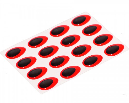 3D Epoxy Teardrop Eyes, Fluo Red, 12 mm